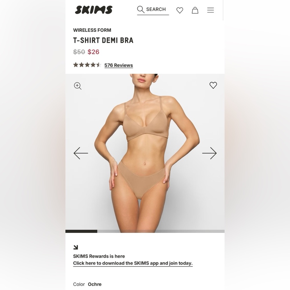 NWT - SKIMS - WIRELESS FORM - T-SHIRT DEMI BRA - 34D